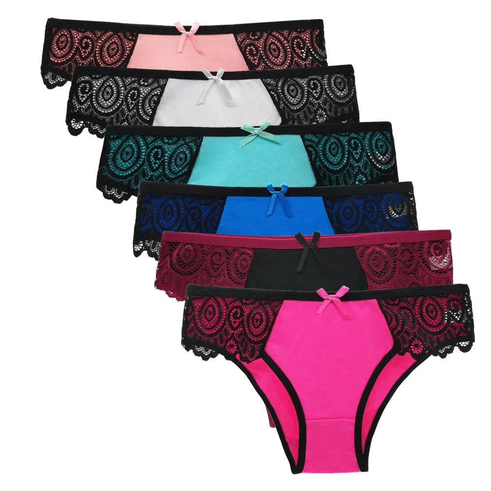 Women's 5-Pack Lace Trim Cotton Seamless Briefs Underwear
