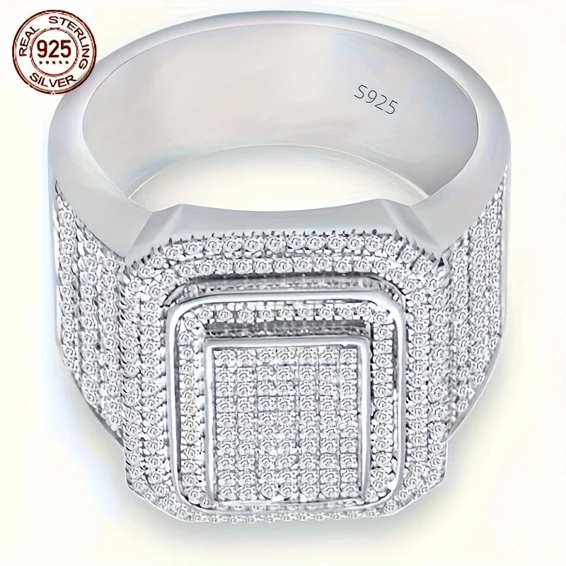 Brilliant 925 Sterling Silver Cluster Micro zircon Ring