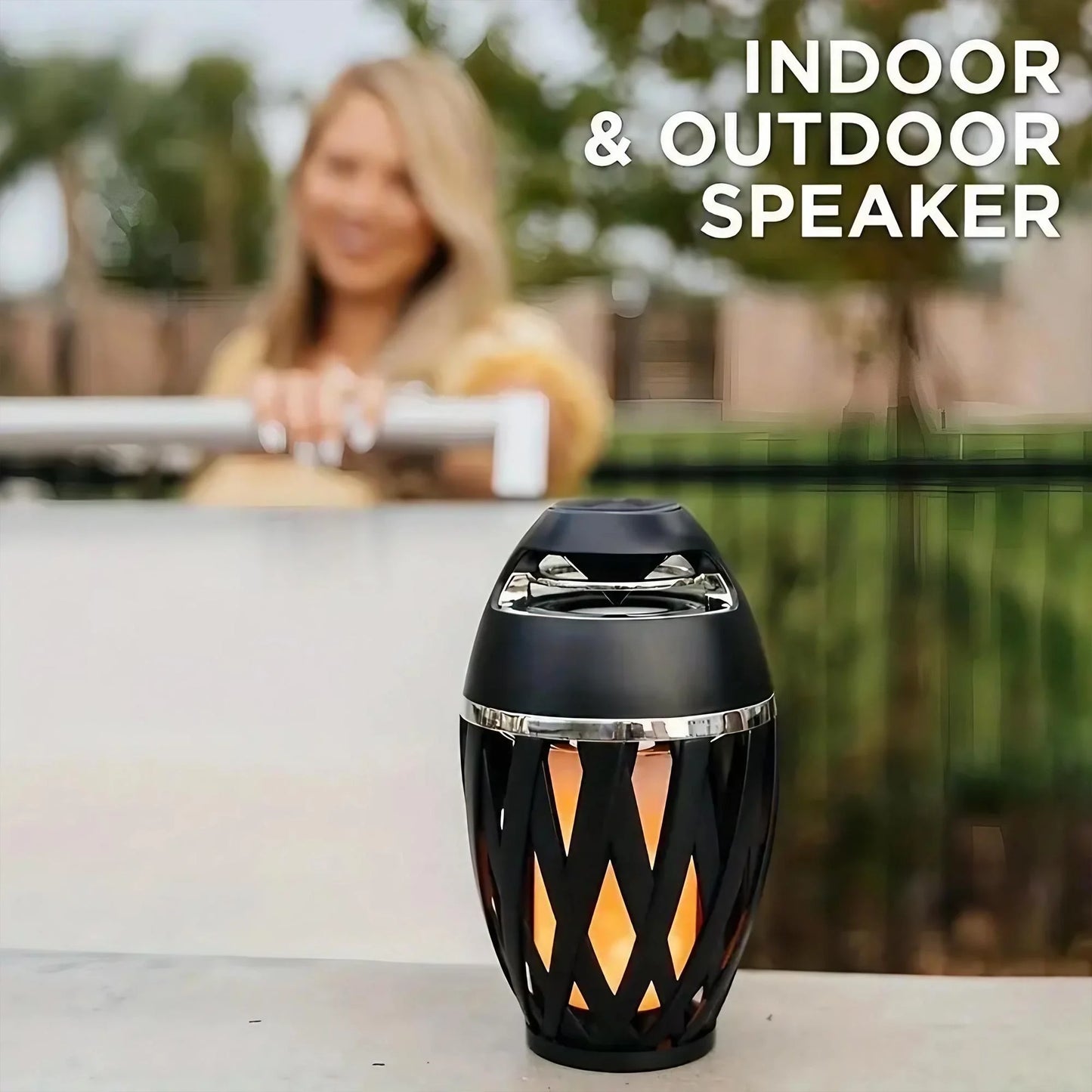 Portable LED Flame Atmosphere Bluetooth Speaker – IPX5 Waterproof Outdoor Torch Speaker