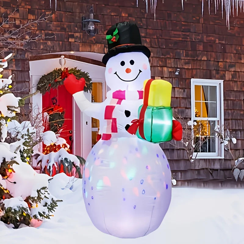1.5M Inflatable Snowman with Rotating LED Lights - Outdoor Christmas Decor