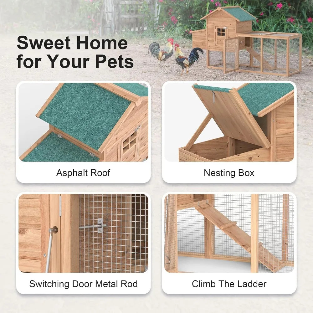Outdoor Wooden Chicken Coop & Hen House for 2-4 Chickens
