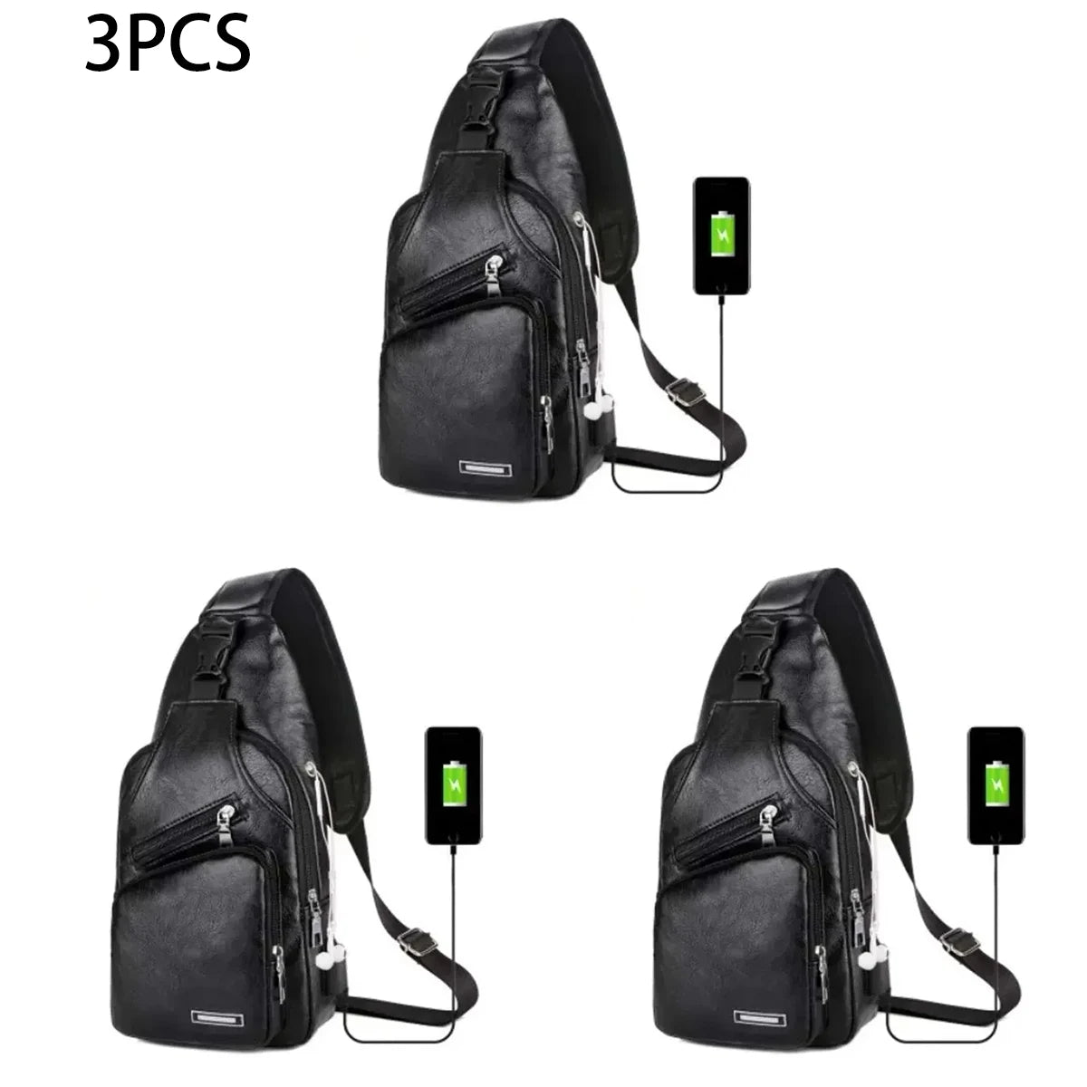 Men's Casual Microfiber Leather Crossbody Sling Chest Bag