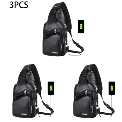 Men's Casual Microfiber Leather Crossbody Sling Chest Bag