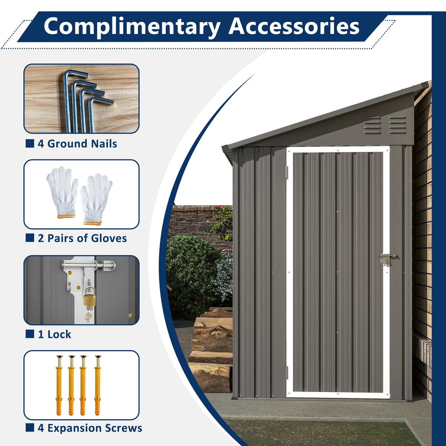 4' x 8' Metal Wall Side Storage Sheds & Outdoor Storage