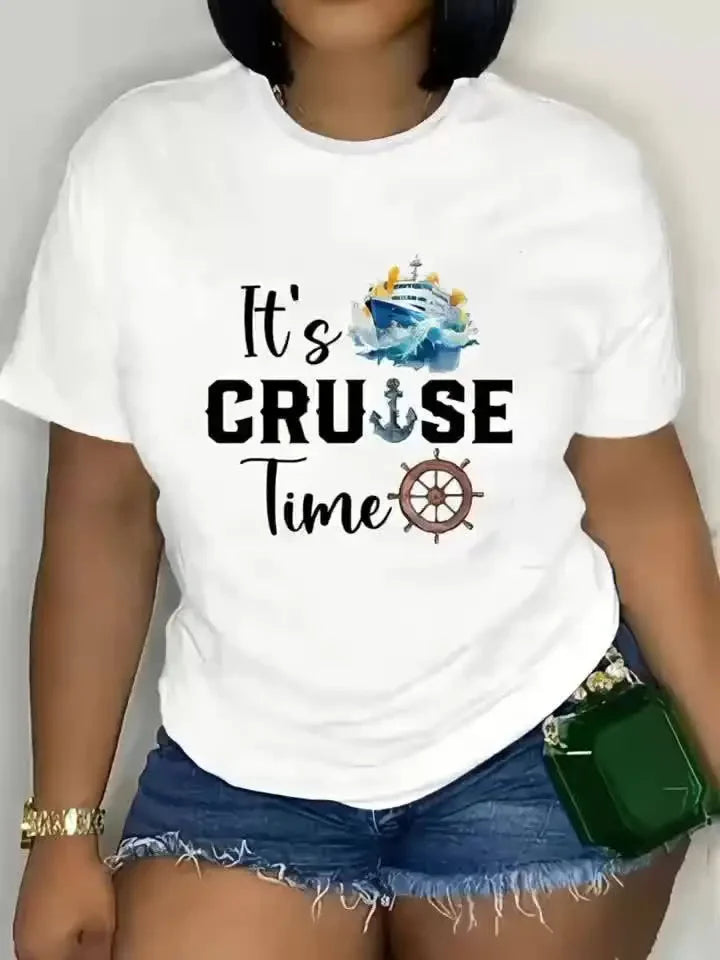 It's Cruise Time Women's Tee - Nautical Cruise Ship Graphic, Vacation Casual Top