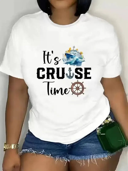 It's Cruise Time Women's Tee - Nautical Cruise Ship Graphic, Vacation Casual Top