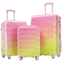 Hardshell 3-Piece Gradient Color Expandable Suitcase with Wheels and TSA Lock