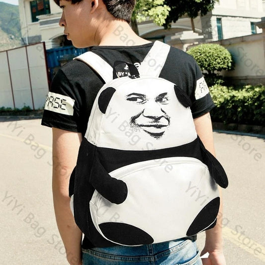 Funny Panda Pattern Casual Canvas Schoolbag & Computer Backpack