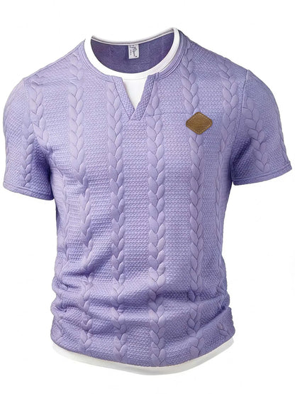 Men's Casual Striped Slim-Fit V-Neck Short Sleeve T-Shirt