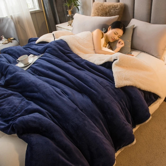 Double Sided Wool Throw Blanket