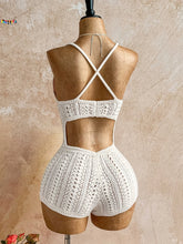 White Crochet Front Tie Sleeveless Backless Playsuit