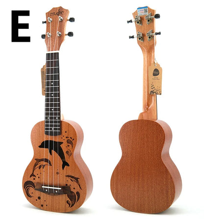 21-Inch Soprano Ukulele Starter Kit - Mahogany Wood & Nylon Strings