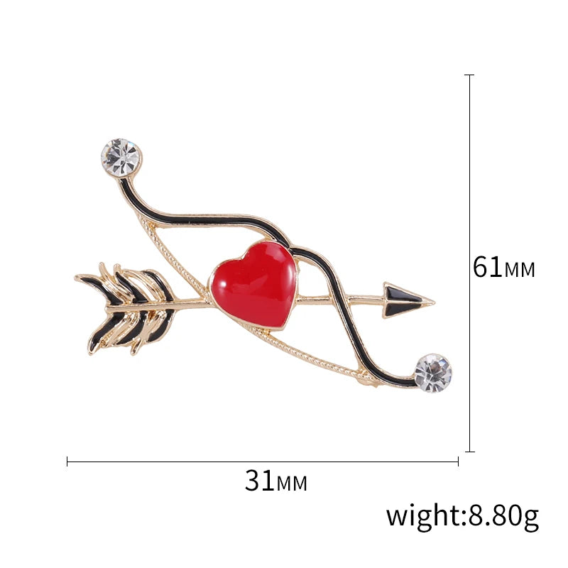 Valentine's Day Romantic Rhinestone Heart Brooches