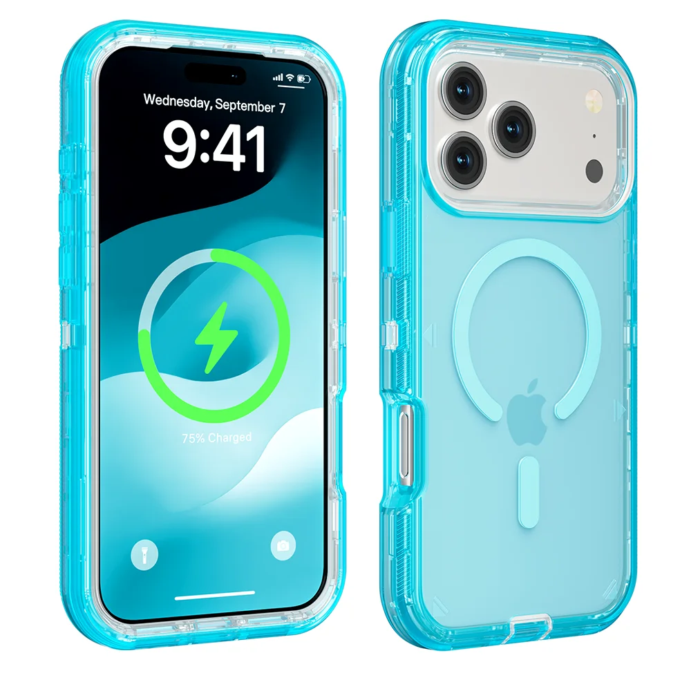 Rugged Shock Proof Magnetic Wireless Charging Clear Case for iPhone