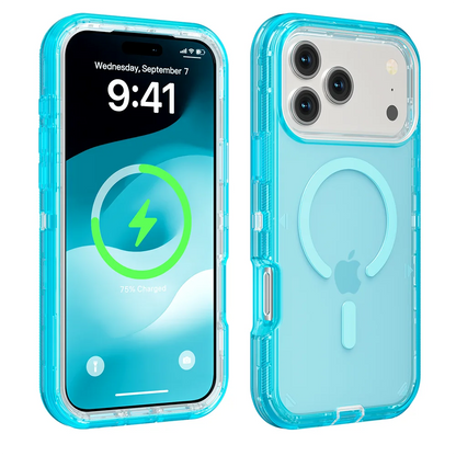 Rugged Shock Proof Magnetic Wireless Charging Clear Case for iPhone