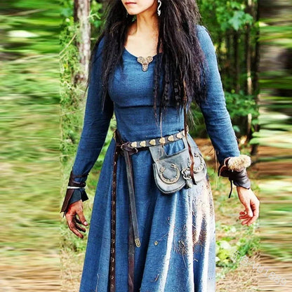 Women's Retro Medieval Renaissance Tunic Dress - Vintage Viking & Celtic Cosplay Costume