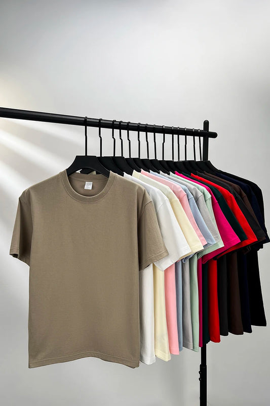 Men's 100% Cotton Solid Color Casual Short-Sleeve T-Shirt