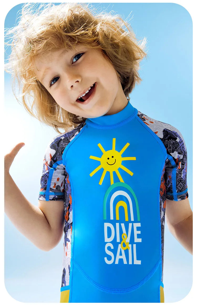 One-Piece Short-Sleeved Swimsuit