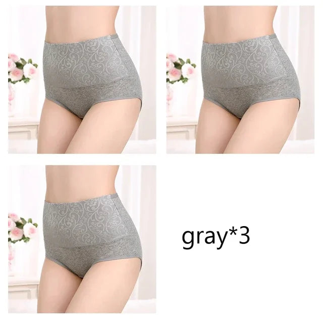 High-Waist Tummy Control Cotton Briefs 3-Pack