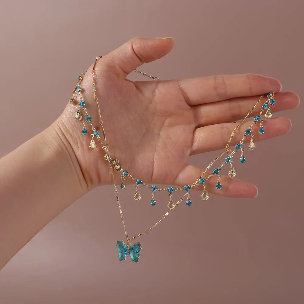 Rhinestone Wing Crystal Pendant Neclace