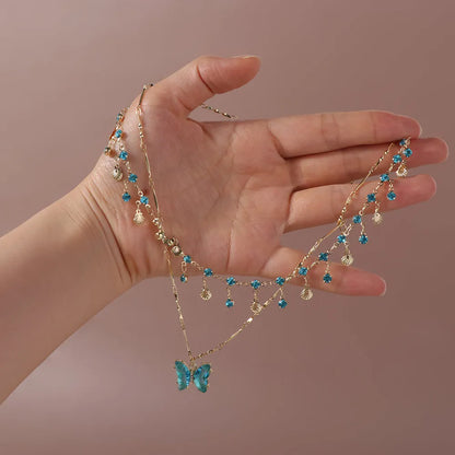 Rhinestone Wing Crystal Pendant Neclace