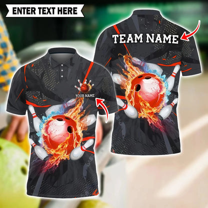 Men's Custom Name Graphic Bowling Polo Shirt