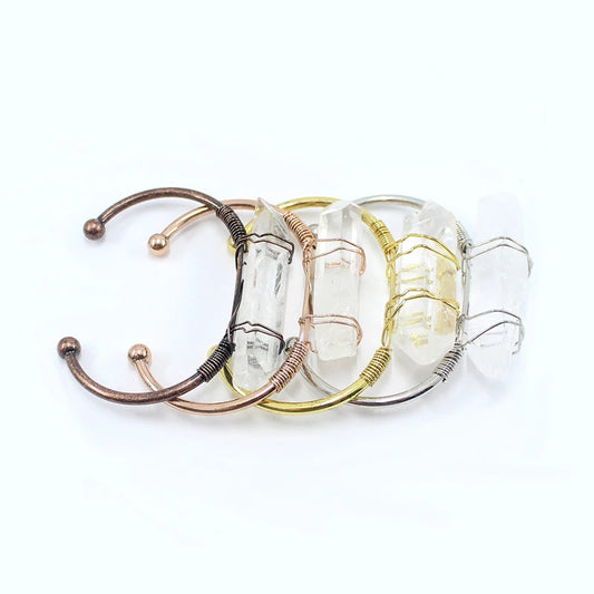 Natural Stone Crystal Cuff Bracelets