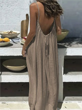Fashionable Solid Color Backless Loose Dress