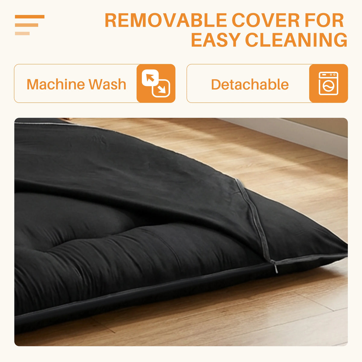 MCQ 4 Inch Japanese Floor Futon Mattress with Removable Washable Cover