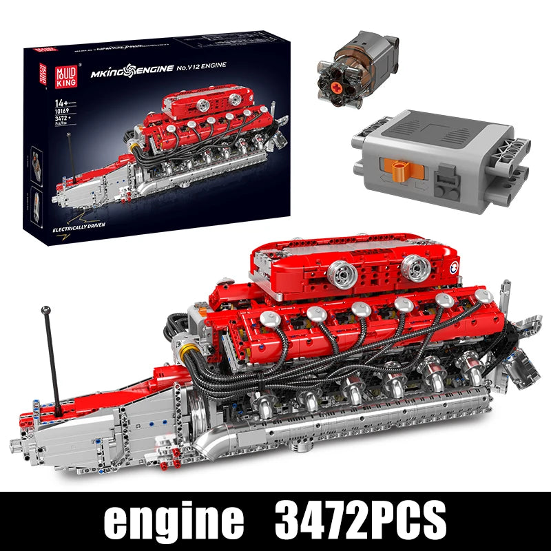 Mould King V12 Engine Motorized Building Block Set – 3472Pcs Technical Car Model