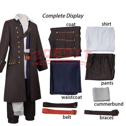 Men's Pirates of the Caribbean Captain Jack Sparrow Cosplay Costume