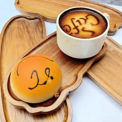 Japanese Style Solid Wood Round Serving Tray - Natural Decorative Food & Tea Platter