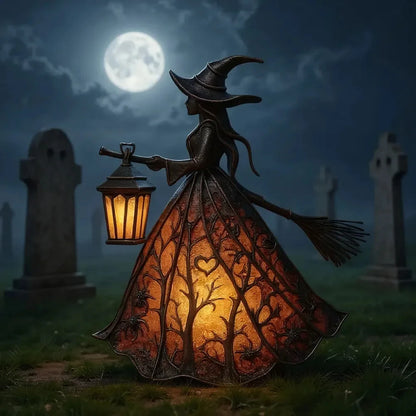 Gothic Halloween Witch Lantern LED Night Light Statue
