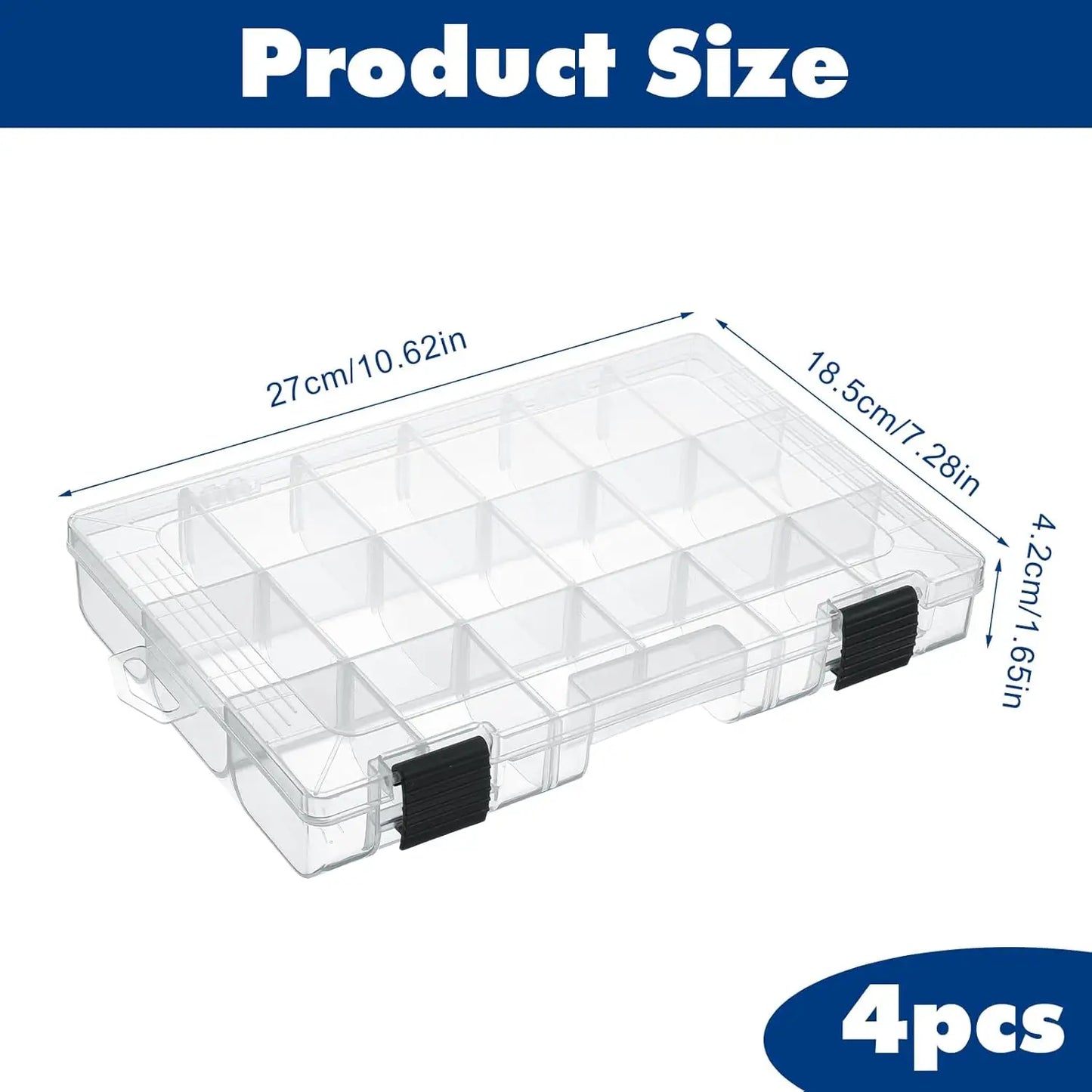 4-Piece 3600 Tackle Trays with Removable Dividers