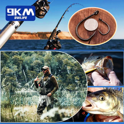 9KM 25Pcs High Carbon Steel Non-offset Circle Live Bait Hooks