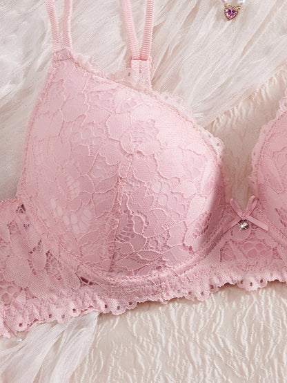 Women's Floral Lace Push-Up Bra & Low-Waist Panty Set