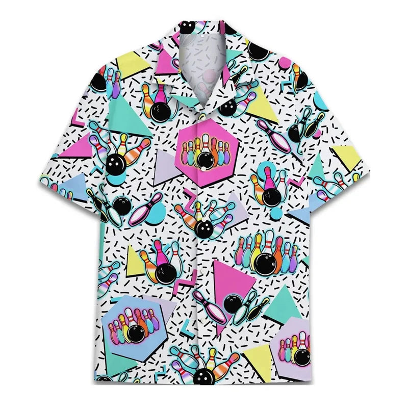 Space Neon Graphic Performance Bowling Shirt