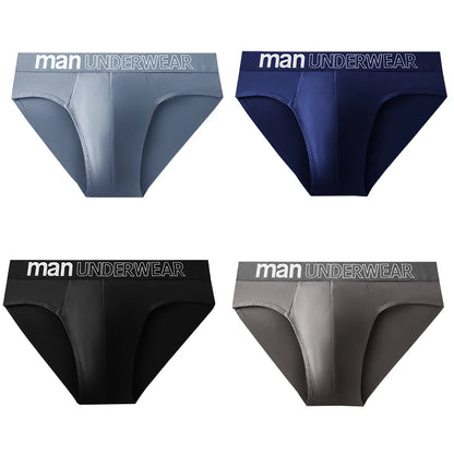 4-Pack Men's Breathable Elastic Briefs - Letter Print Waistband Underwear