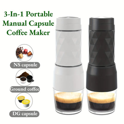 3 In1 Portable Coffee Machine Espresso Maker For Capsule & Ground Hand Press