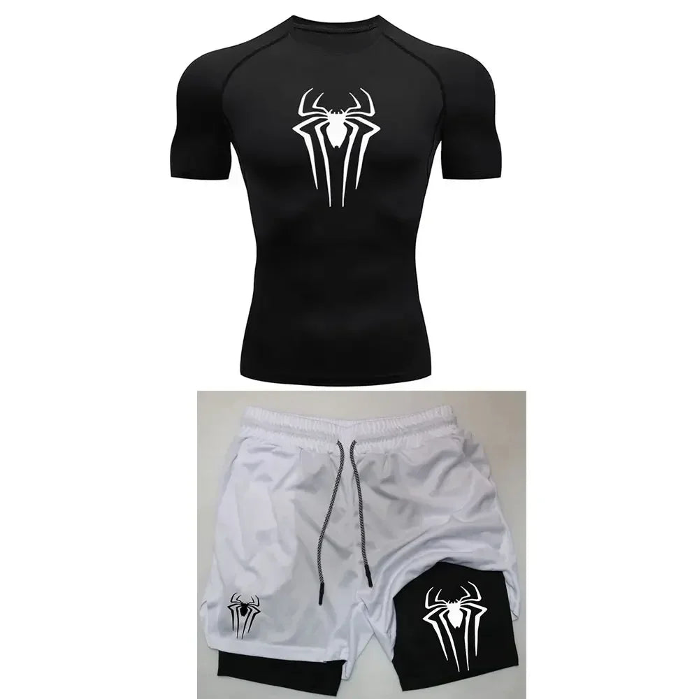 Compression Spider Printed Quick Dry Sportwear Set