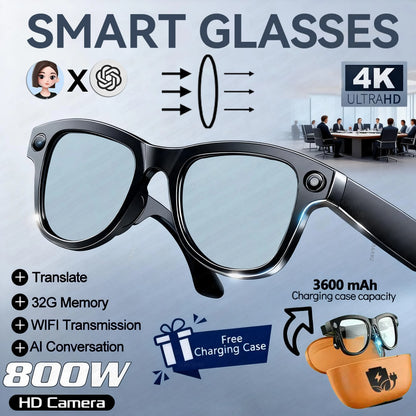 4K AI Camera Smart Sunglasses with Power Bank