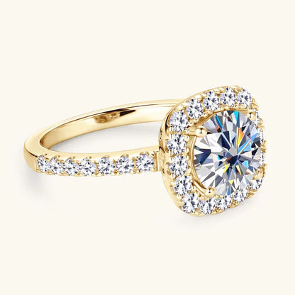 8mm 2ct Moissanite Halo Ring Certified 925 Sterling Silver