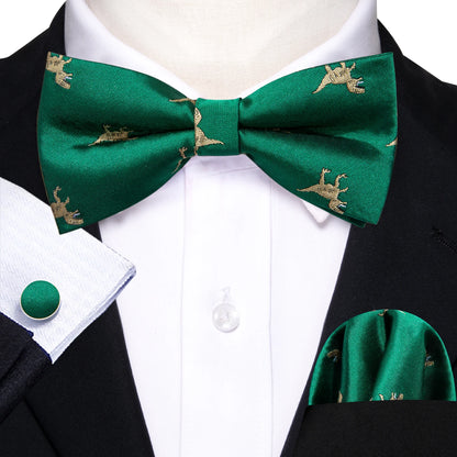 Barry.Wang Silk Bow Tie Hanky Cuffs Set