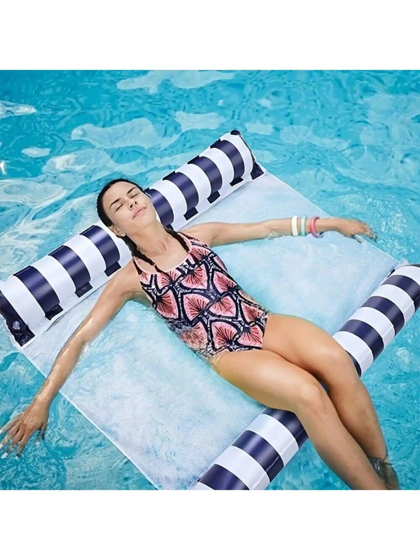 2-in-1 Inflatable Water Hammock & Double Pool Float Lounger