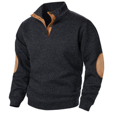Stand Collar Padded Elbow Sweater