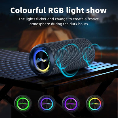 Ortizan 40W Portable Bluetooth Speaker, Wireless Outdoor IPX7 Waterproof Speaker with RGB Lights