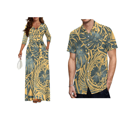 V-Neckline With Pocket Waistband Dress or Short-sleeved Shirt