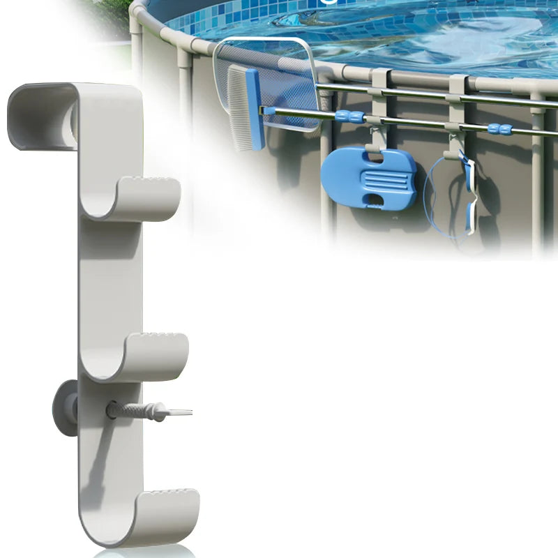 3-in-1 Above Ground Poolside Storage Basket with Cup Holder & Utility Hooks – Heavy-Duty Organizer for Pool Accessories