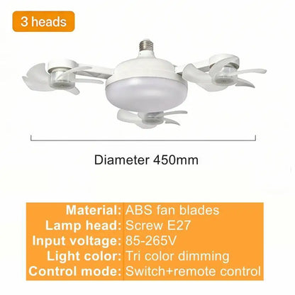2-in-1 Drone-Design E27 LED Ceiling Fan Light Bulb with Remote