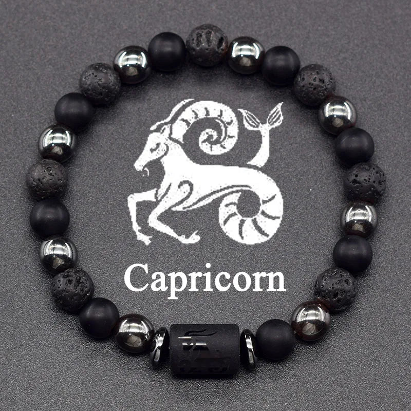 Natural Tiger Eye Stone 12 Zodiac Constellation Bead Bracelet
